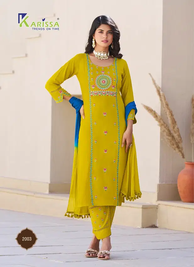 Karissa Kasida Vol 2 Rayon With Thread Work Kurti Bottom With Dupatta